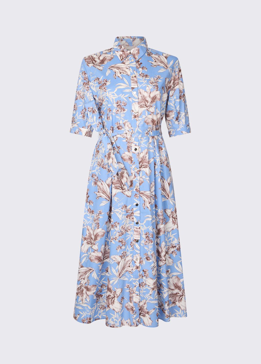 Midikleid aus Popeline Hellblau mit Print Liu Jo - large image number 6