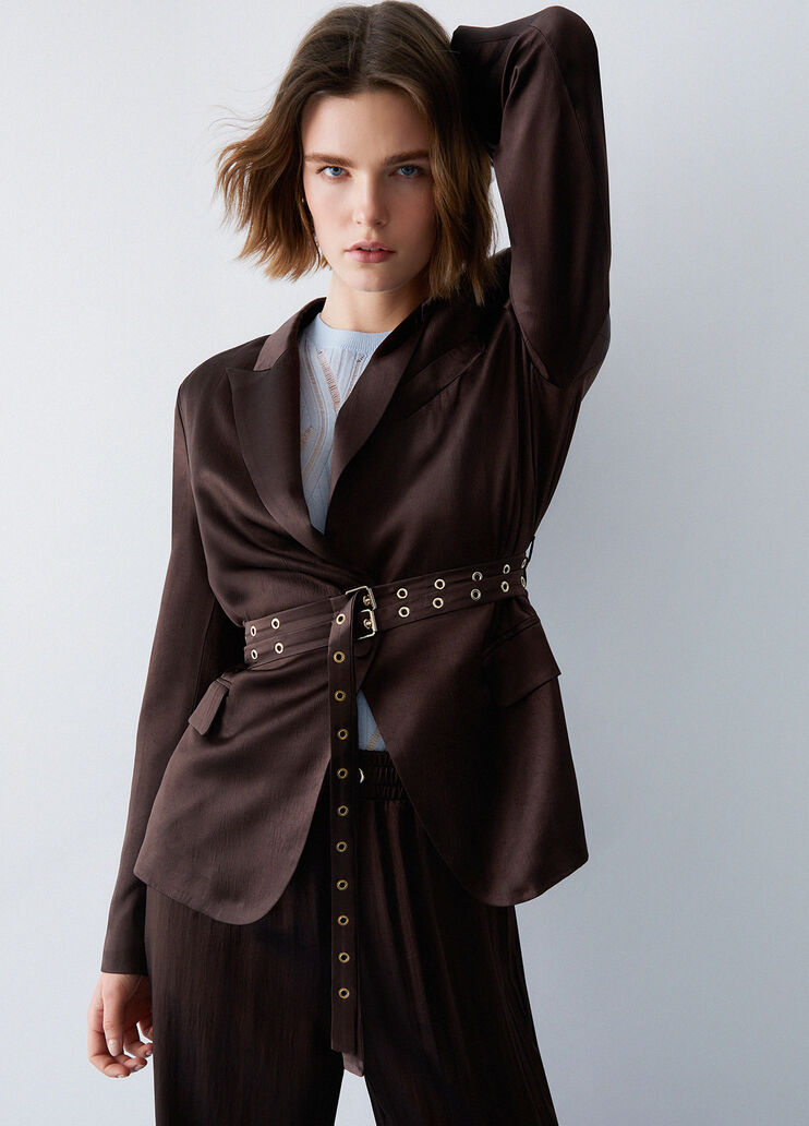 Blazer in raso con cintura marrone Liu Jo - medium