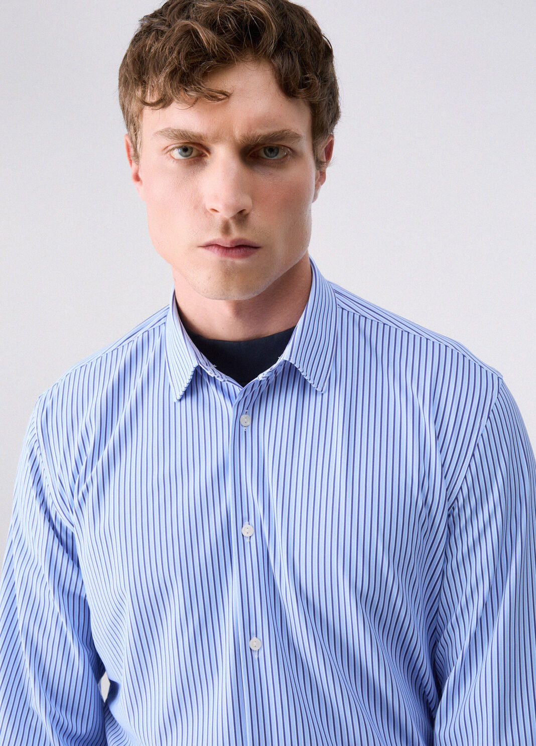 Camisa en jersey Lycra&reg; azul claro a rayas Liu Jo - large image number 4