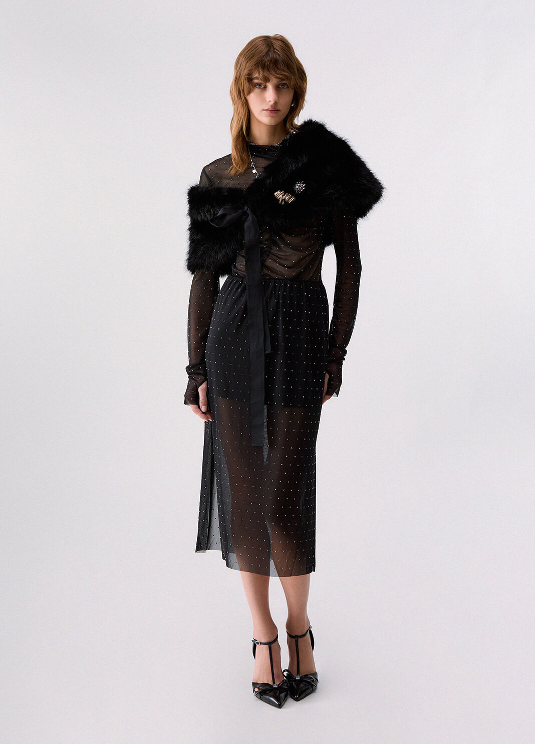 Midi skirt in tulle with jewel embroidery black Liu Jo - large image number 5