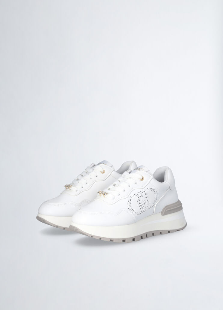 Leather sneakers with openwork logo white Liu Jo - large image number 1 Leather sneakers with openwork logo white Liu Jo - large image number 1