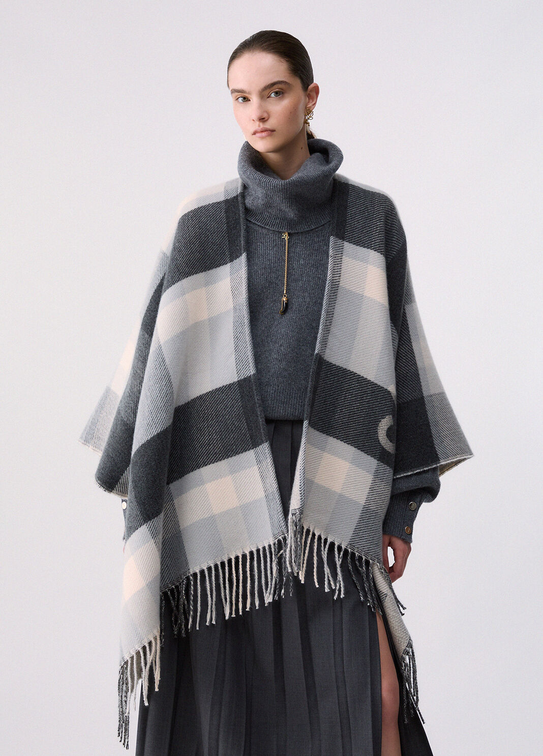 Poncho kariert Jacquard Anthrazit Liu Jo - large image number 0