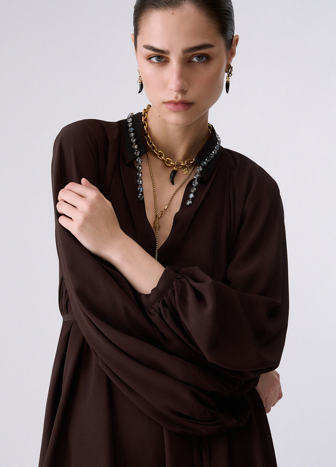 Short dress in georgette mocha Liu Jo - large image number 4