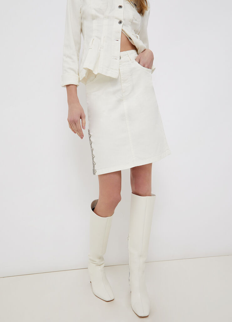 Longuette skirt with jewel stones white wool Liu Jo - large image number 0 Longuette skirt with jewel stones white wool Liu Jo - large image number 0