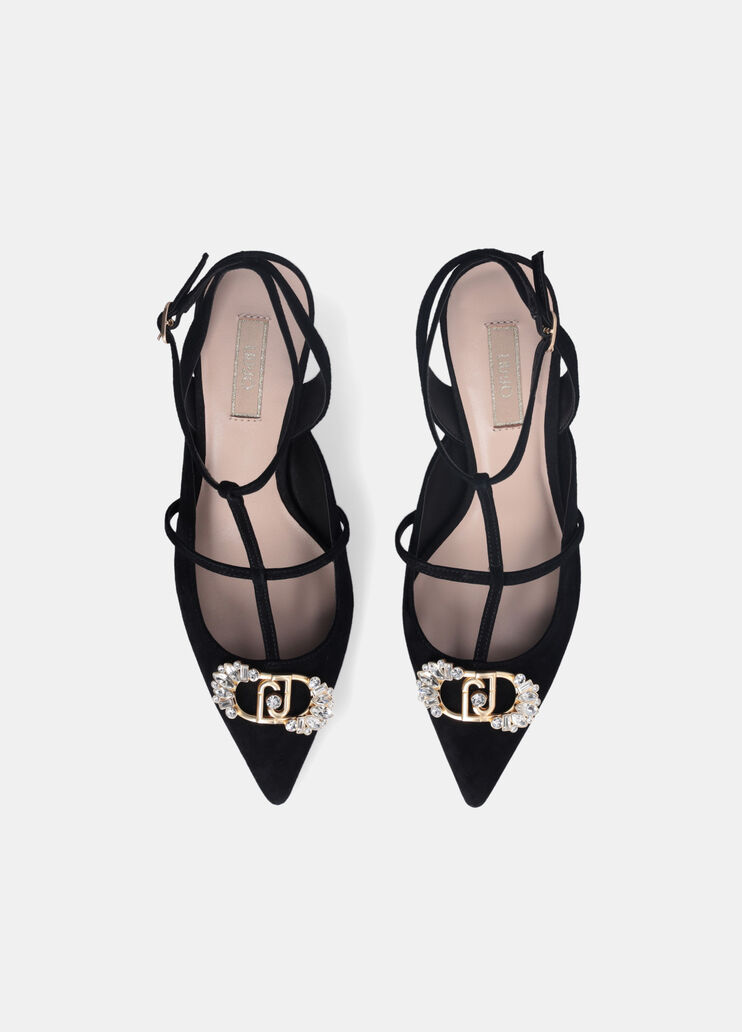 Slingback shoes with bejewelled logo black Liu Jo - large image number 4
