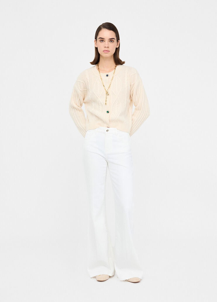 Wool cardigan with bejewelled buttons beige Liu Jo - medium