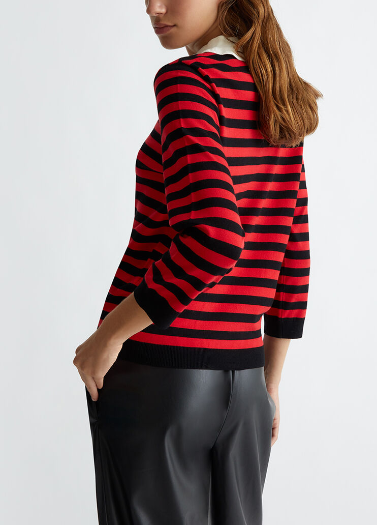 Gestreifter Pullover mit Schmuckknöpfen Rot Liu Jo - medium Gestreifter Pullover mit Schmuckknöpfen Rot Liu Jo - medium