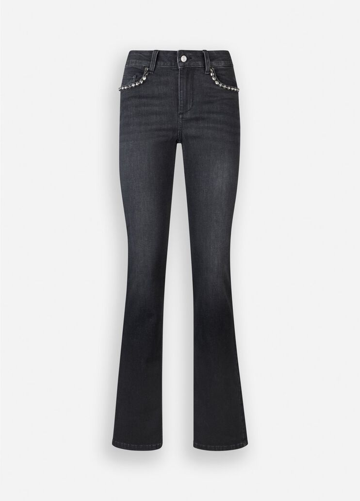 Slim jeans with gemstones black denim Liu Jo - large image number 6 Slim jeans with gemstones black denim Liu Jo - large image number 6