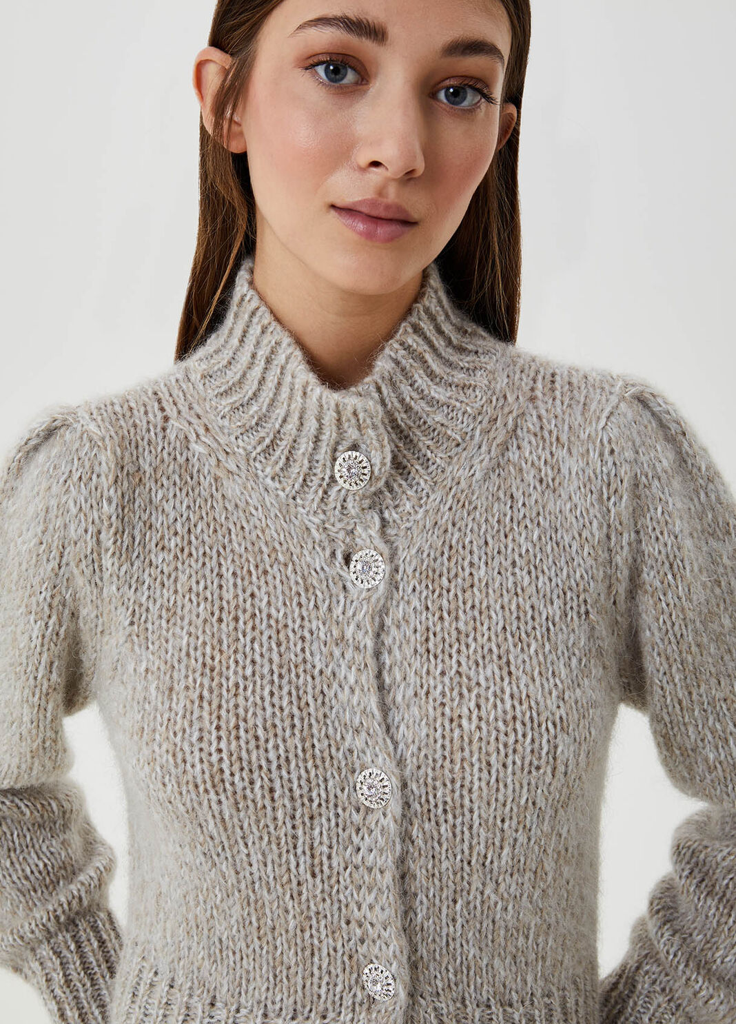 Cardigan with jewel buttons Beige Liu Jo - large image number 2