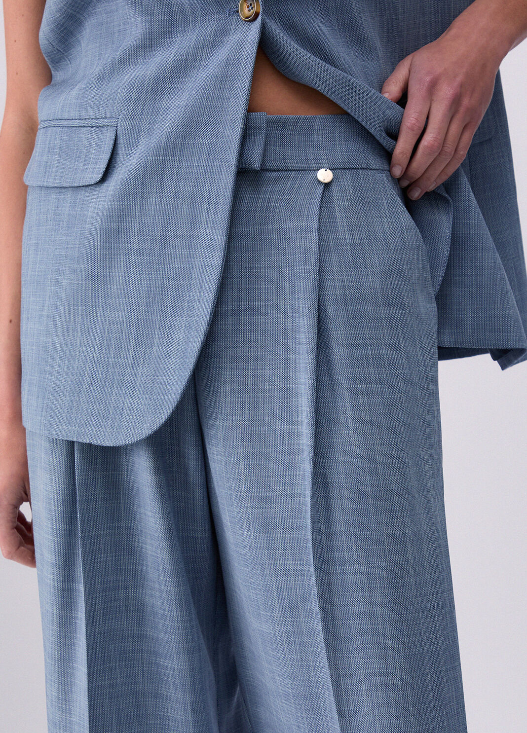 Palazzohose aus Melange-Stoff Blau Liu Jo - large image number 4