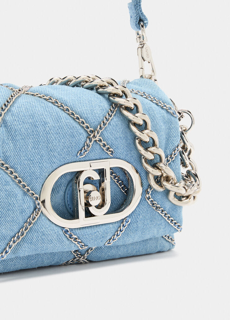 Borsa LaPuffy piccola in denim con catene denim chiaro Liu Jo - large image number 5 Borsa LaPuffy piccola in denim con catene denim chiaro Liu Jo - large image number 5