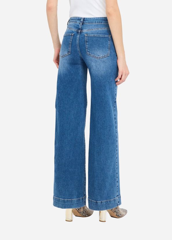 Flare jeans with jewelled charm blue denim Liu Jo - large image number 1