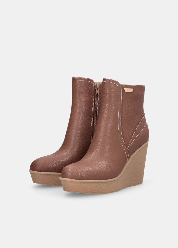 Leather ankle boots with wedge heel chocolate Liu Jo - medium Leather ankle boots with wedge heel chocolate Liu Jo - medium