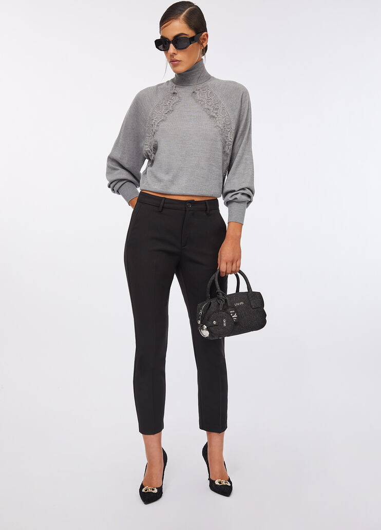 Wool turtleneck with lace grey Liu Jo - medium