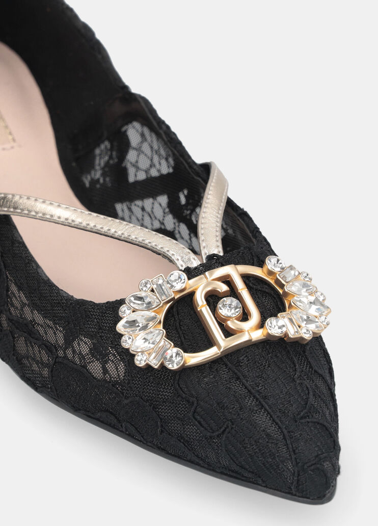Ballerinas aus Spitze mit Schmucklogo Schwarz Liu Jo - medium Ballerinas aus Spitze mit Schmucklogo Schwarz Liu Jo - medium