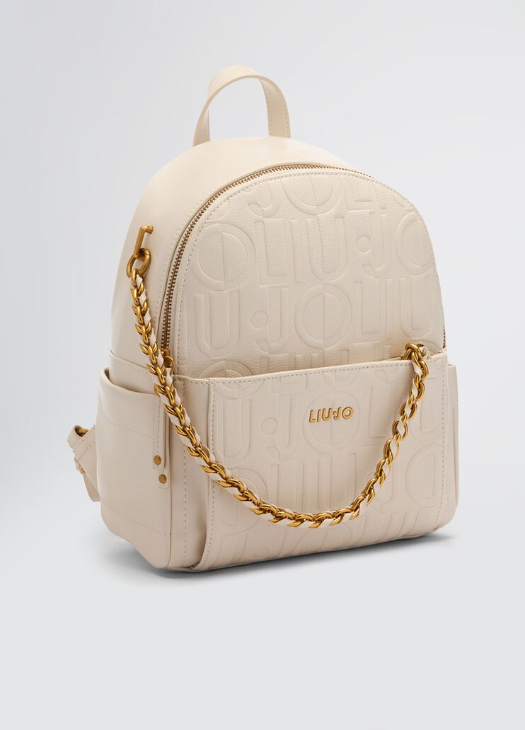 Backpack with logo and chain cream Liu Jo - large image number 2