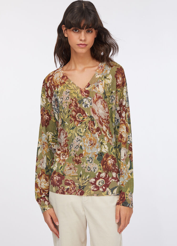 Pullover mit V-Ausschnitt  Sanderson-Print Liu Jo - large image number 0