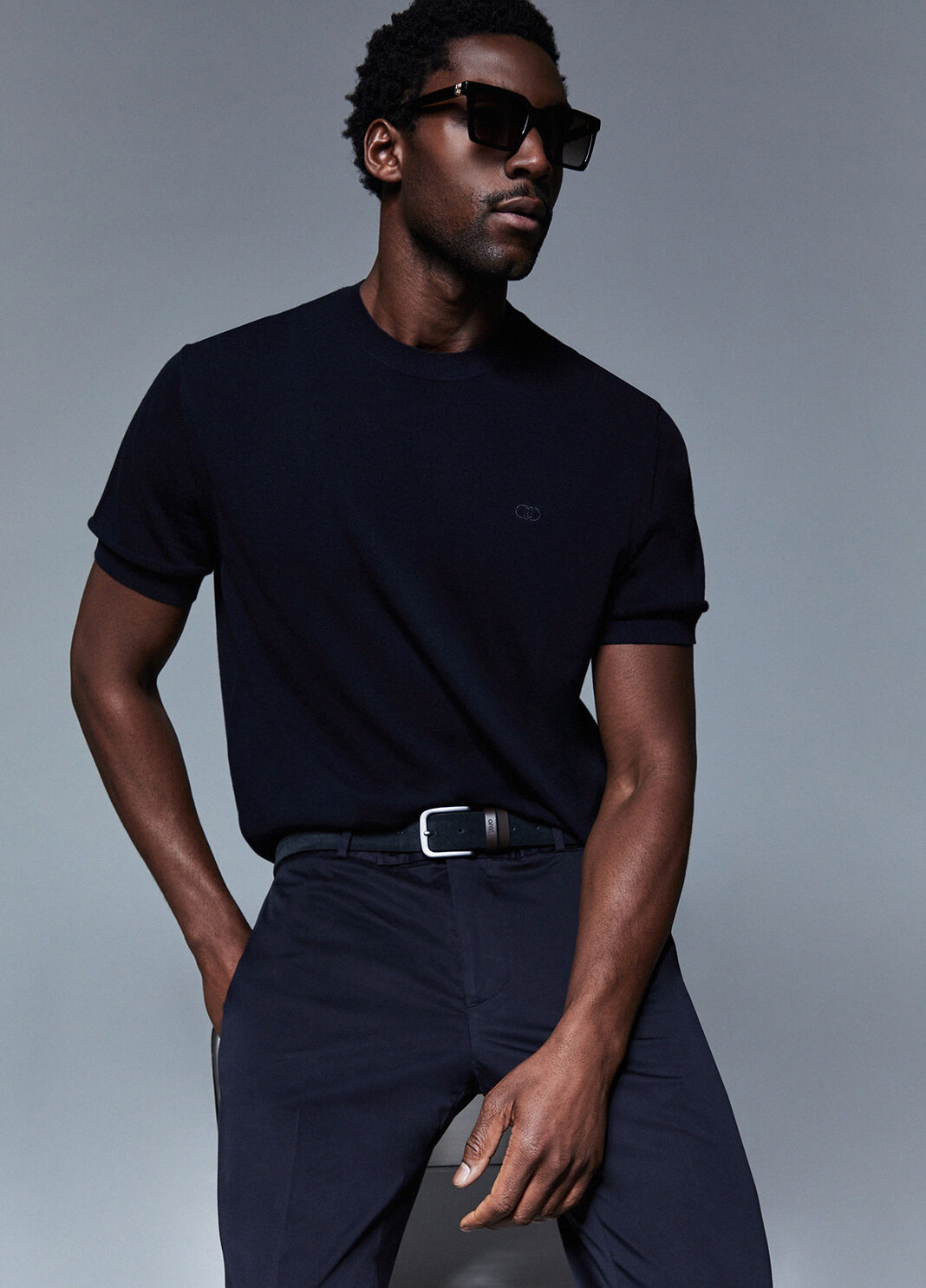 T-shirt in cr&ecirc;pe di cotone blu scuro Liu Jo - large image number 2