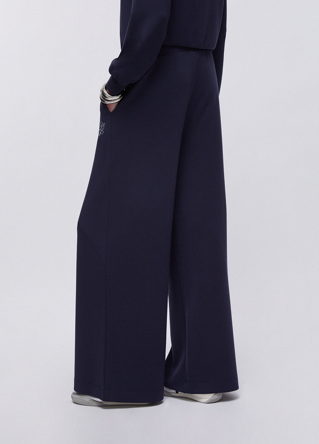 Pantalon &eacute;vas&eacute; en n&eacute;opr&egrave;ne bleu fonc&eacute; Liu Jo - large image number 1