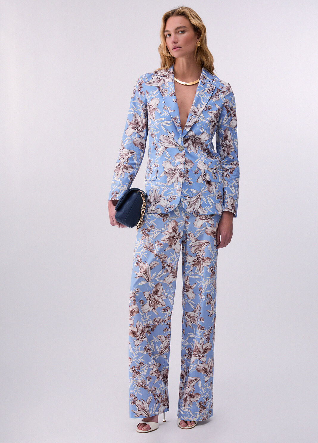 Blazer aus bedruckter Popeline Hellblau mit Print Liu Jo - large image number 5