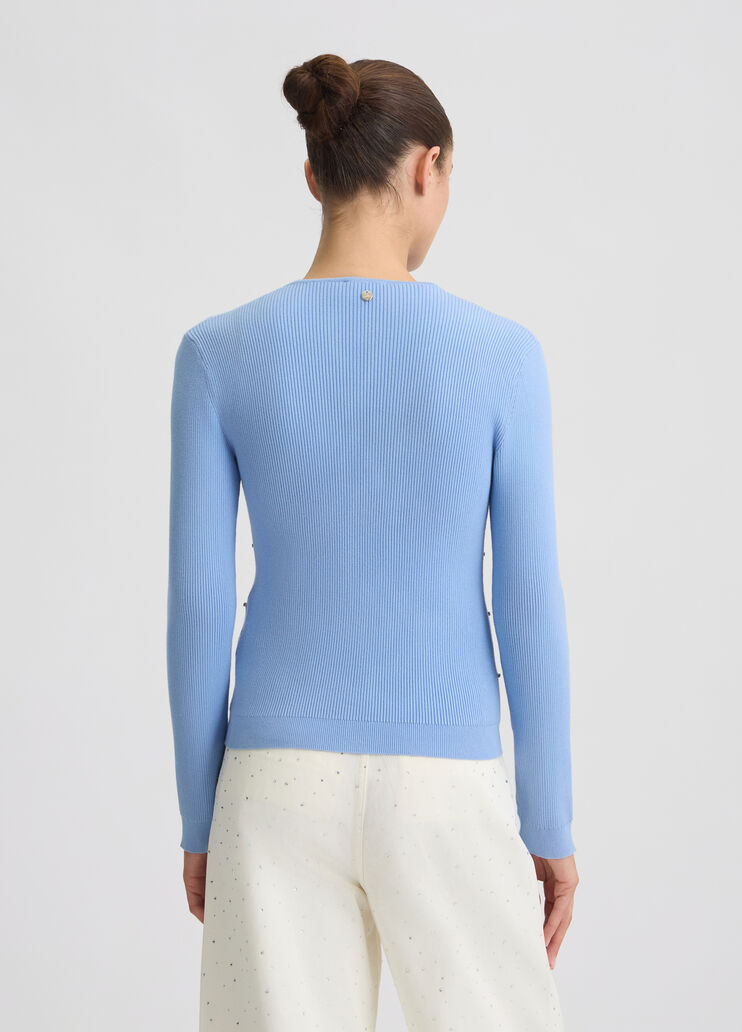 Cardigan with studs light blue Liu Jo - large image number 1 Cardigan with studs light blue Liu Jo - large image number 1