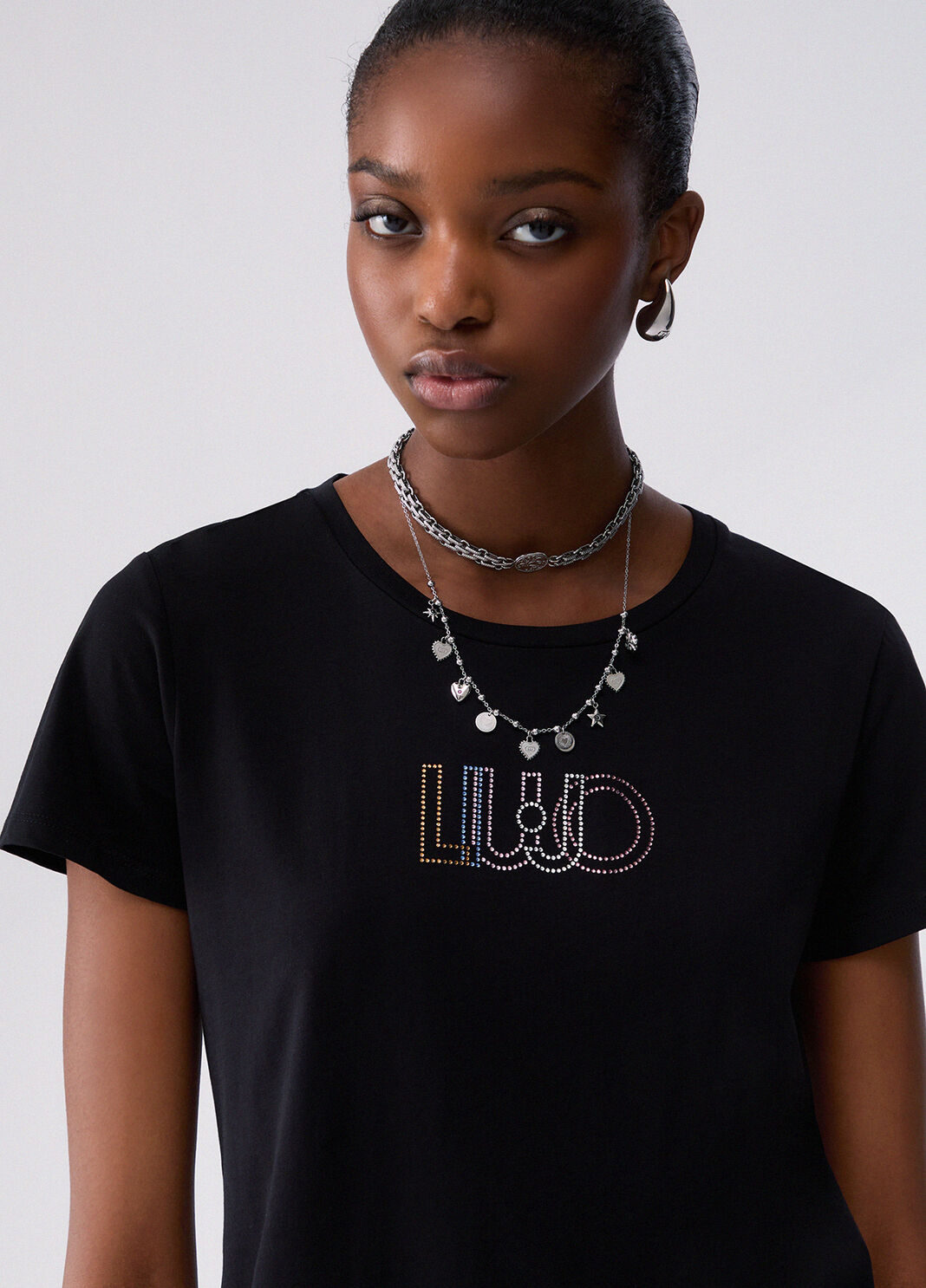 T-shirt with logo and rhinestones black/Liu Jo Liu Jo - large image number 4