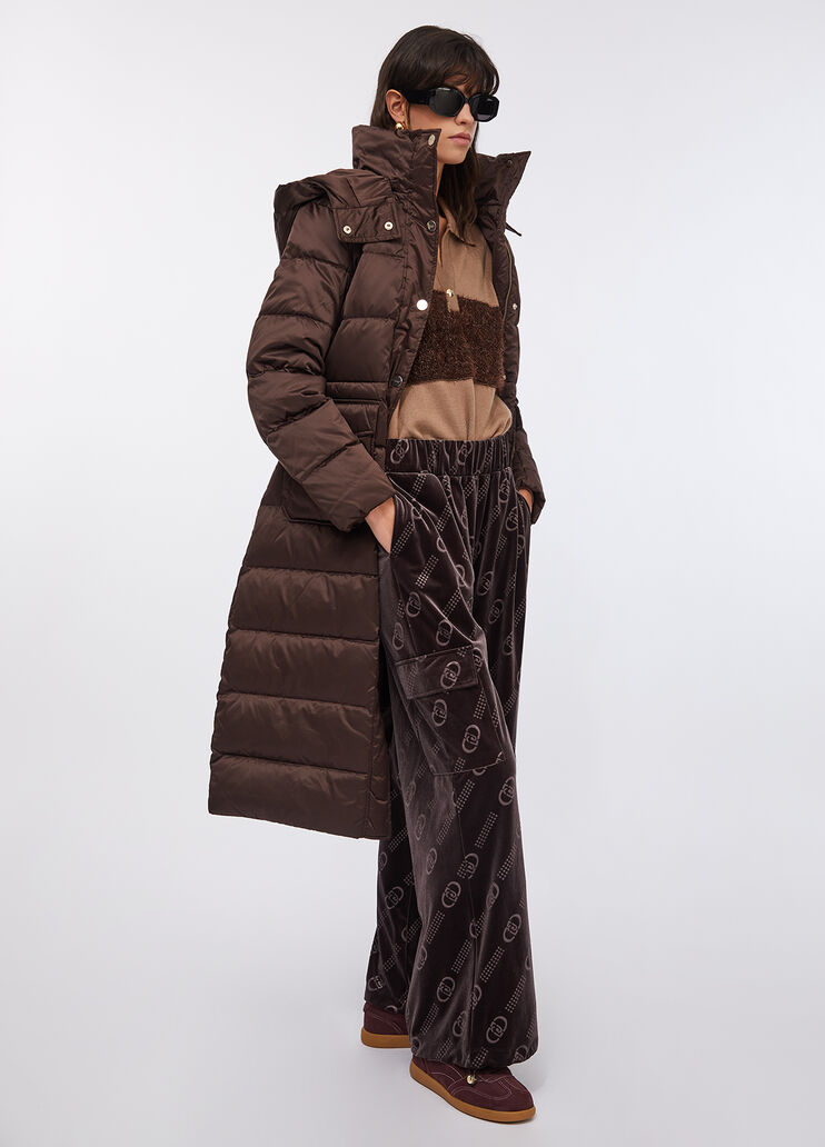 Long down jacket with hood chocolate Liu Jo - medium