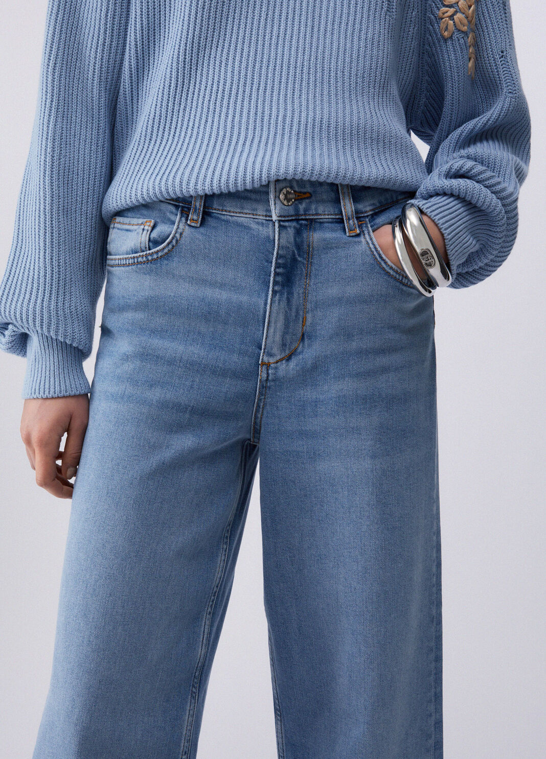 Cropped flared jeans light denim Liu Jo - large image number 4