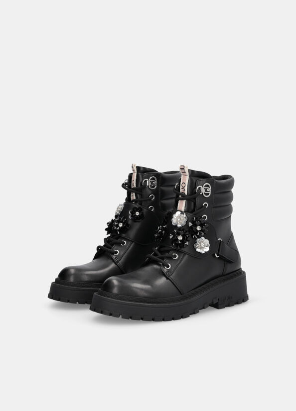 Combat boots with bejewelled appliqués black Liu Jo - large image number 1