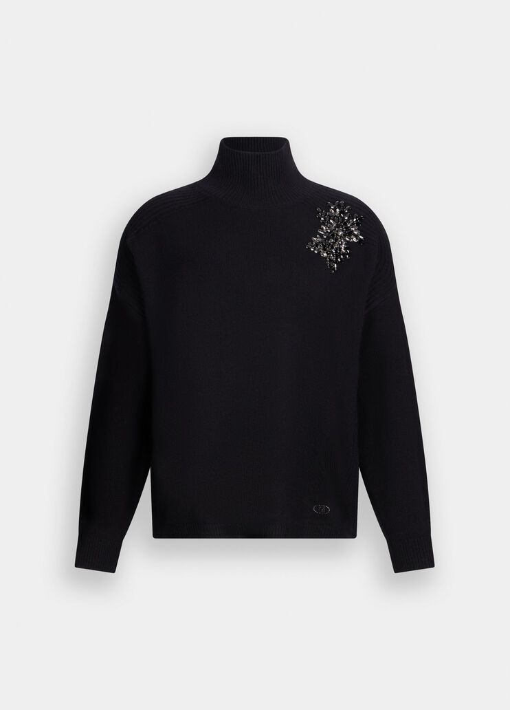 100% wool jumper with bejewelled embroidery black with embroidery Liu Jo - large image number 6