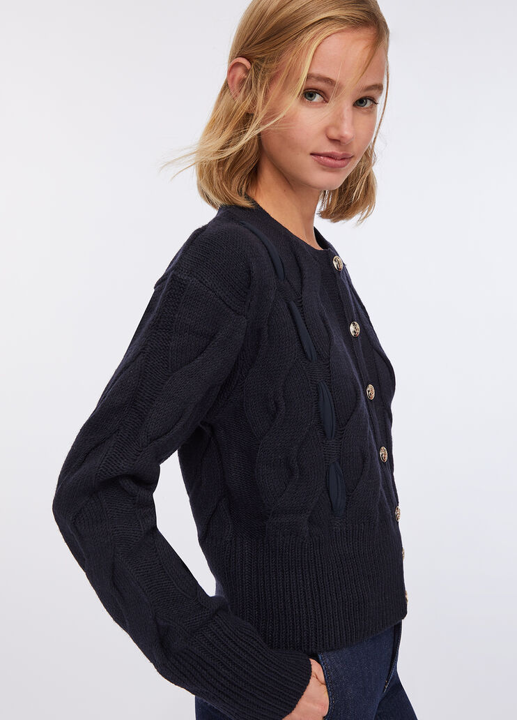 Cable knit wool cardigan sea blue Liu Jo - large image number 3