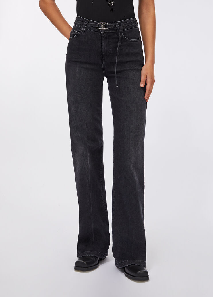 Flare-Jeans mit Gürtel Denim-Schwarz Liu Jo - medium