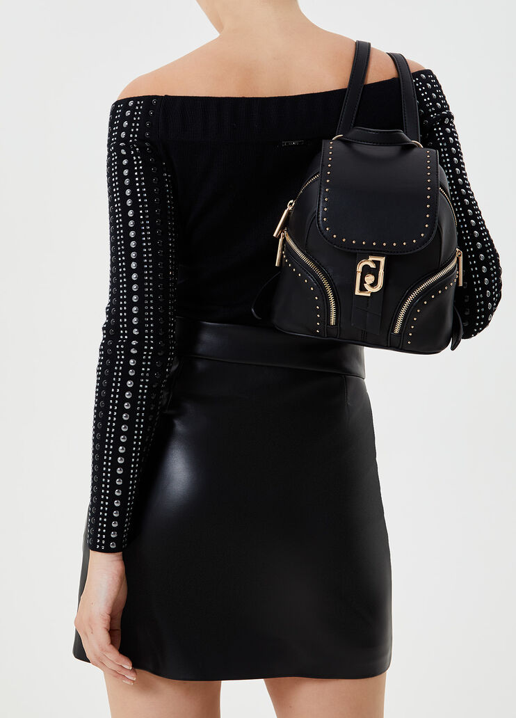 Sac à dos petit format avec logo Noir Liu Jo - large image number 1