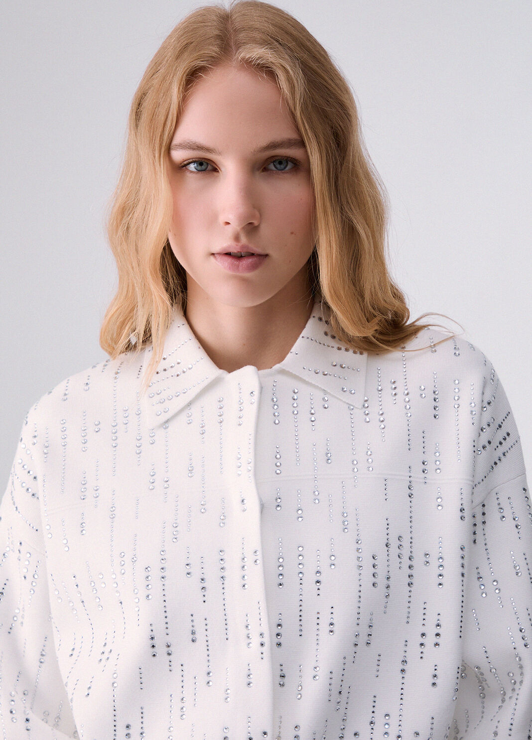 Knit jacket with gemstones white/gemstones Liu Jo - large image number 2
