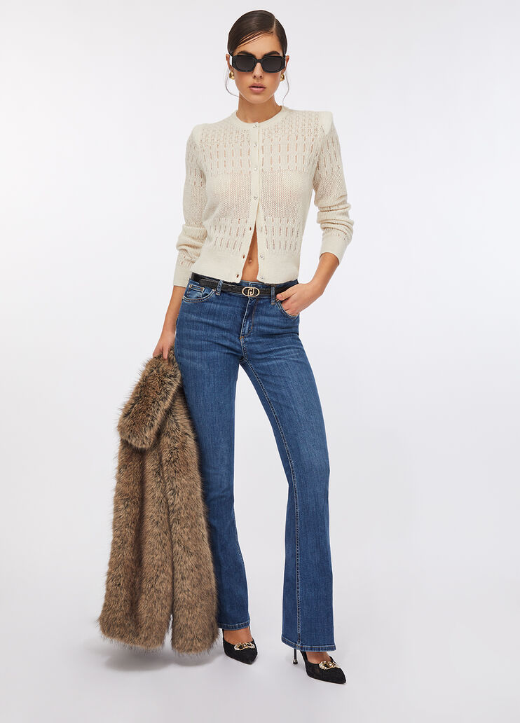 Wool and alpaca cardigan white Liu Jo - large image number 5