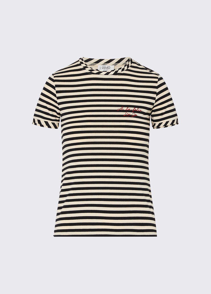 Embroidered T-shirt black and white Liu Jo - medium