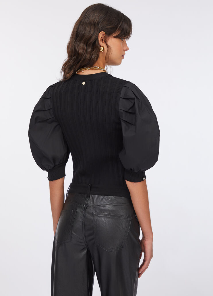Top à manches ballon noir Liu Jo - large image number 1