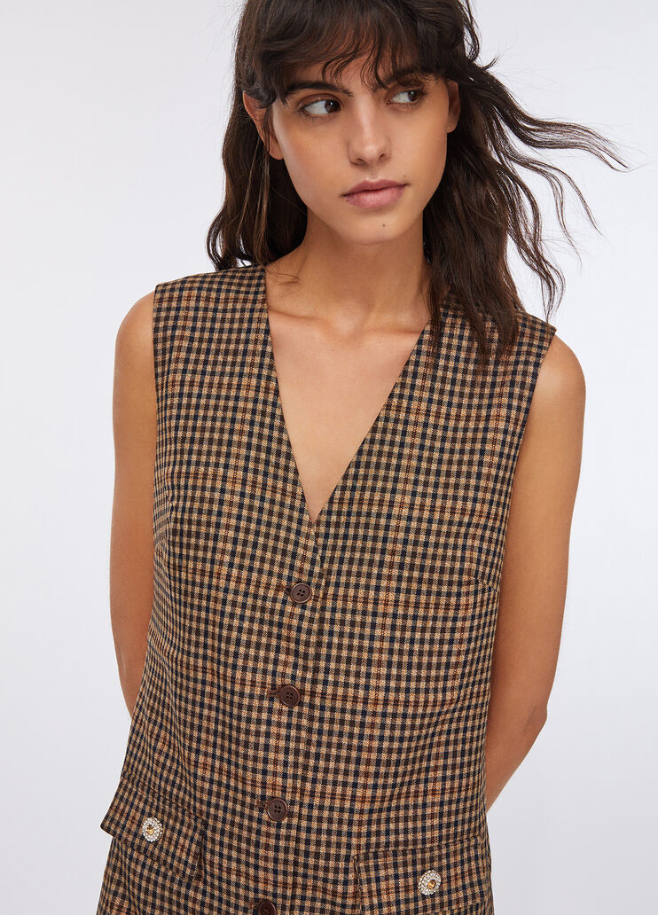 Short chequered dress beige Liu Jo - large image number 3