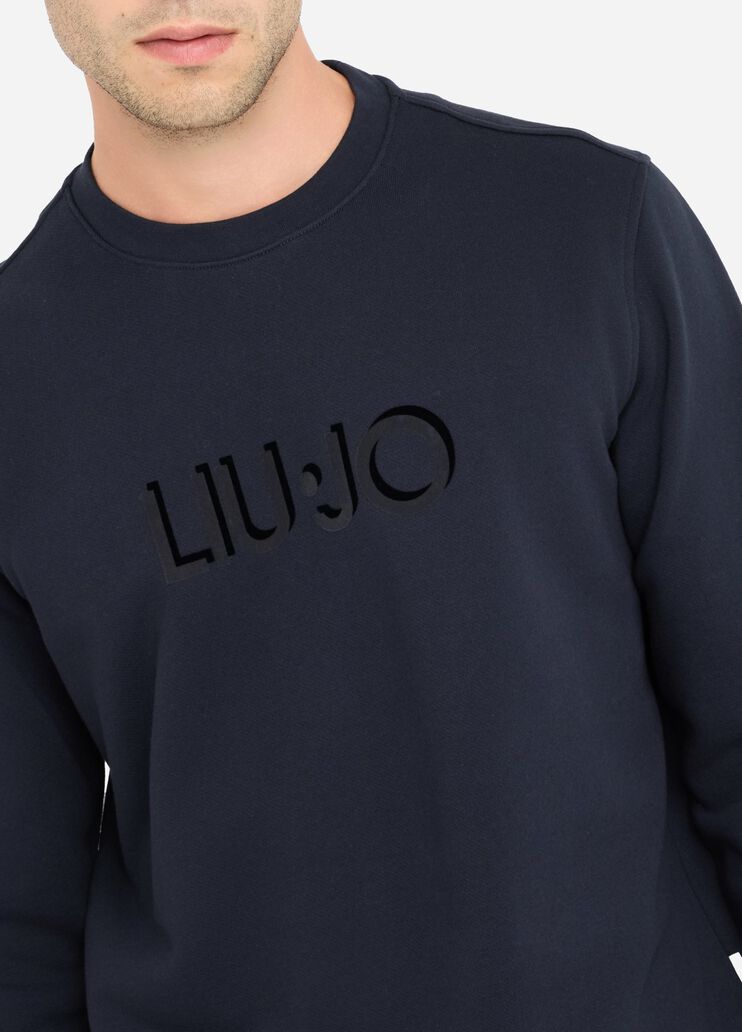 Cotton sweatshirt with logo dark blue Liu Jo - large image number 3