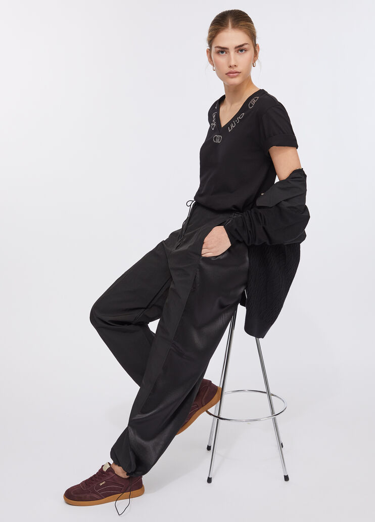 Jogginghose aus Nylon und Satin Schwarz Liu Jo - medium