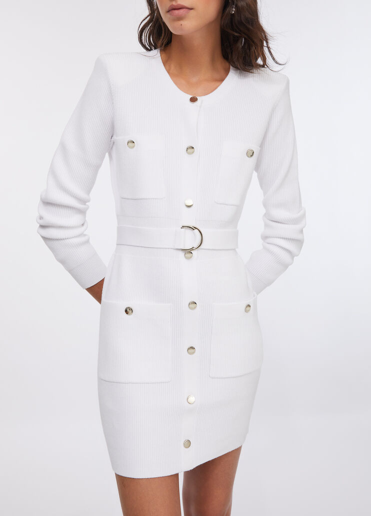 Knit dress with shoulder pads white wool Liu Jo - large image number 3