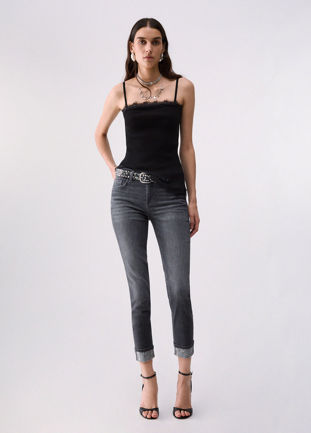 Skinny jeans with embellishments grey denim Liu Jo - large image number 5