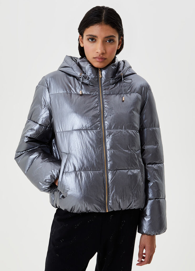 Padded metallic jacket Dark Grey Liu Jo - large image number 0
