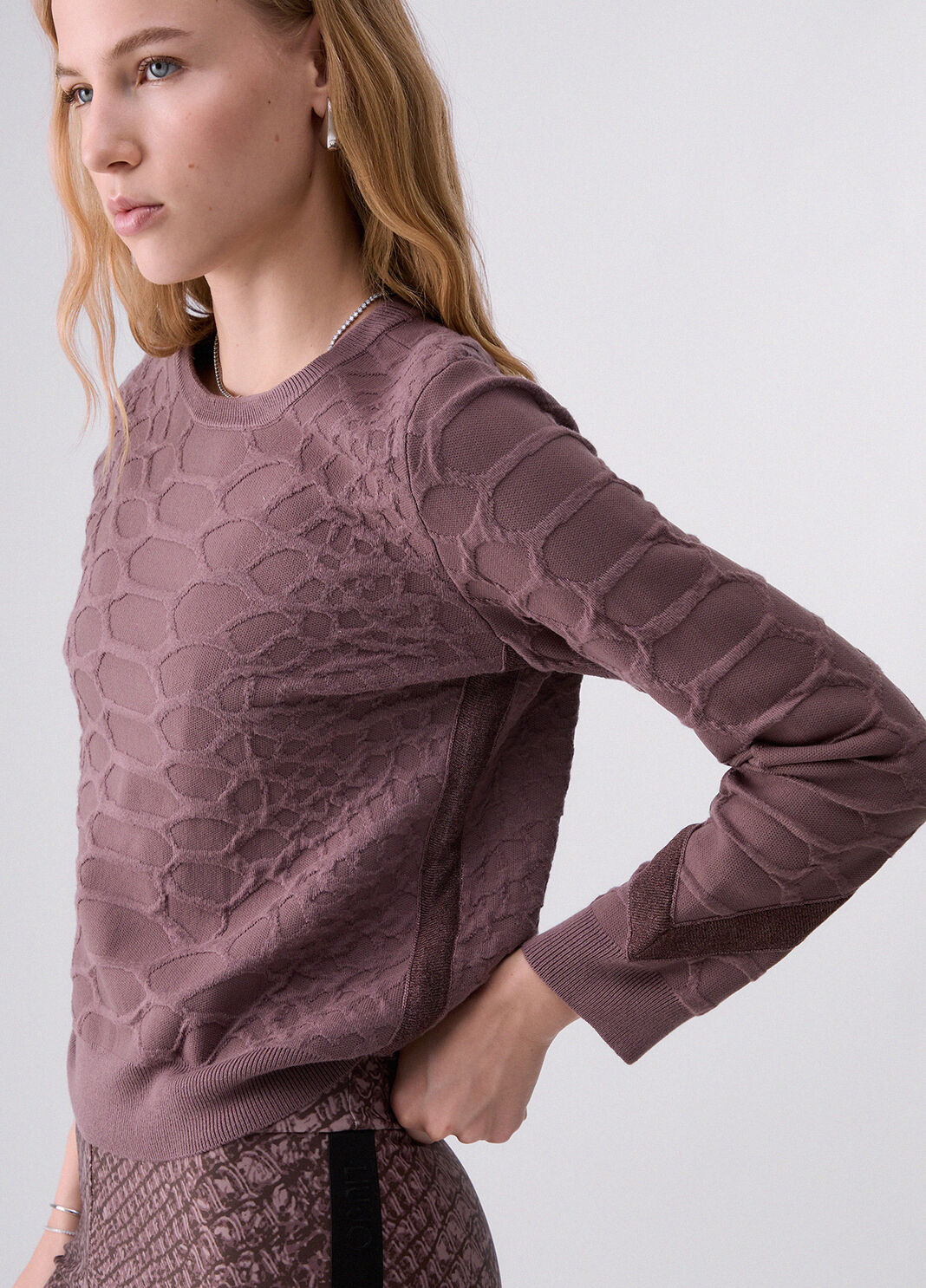 Pull Jacquard rose fonc&eacute; Liu Jo - large image number 4