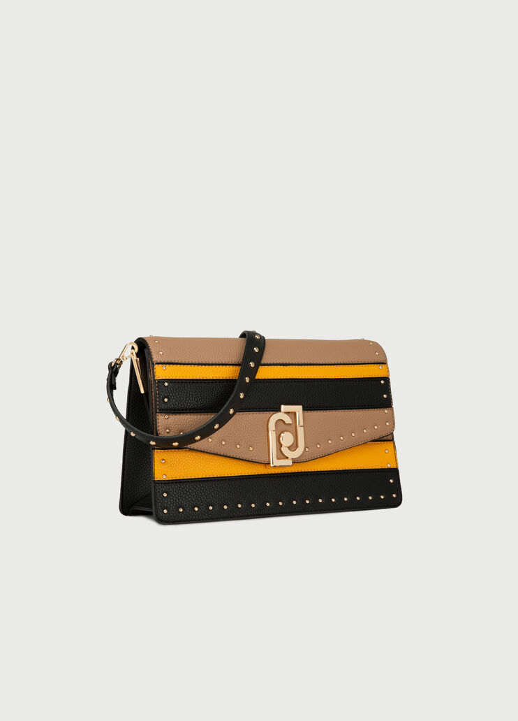 Сумка через плечо с заклёпками Чёрный/жёлтый/коричневато-серый Liu Jo - large image number 1