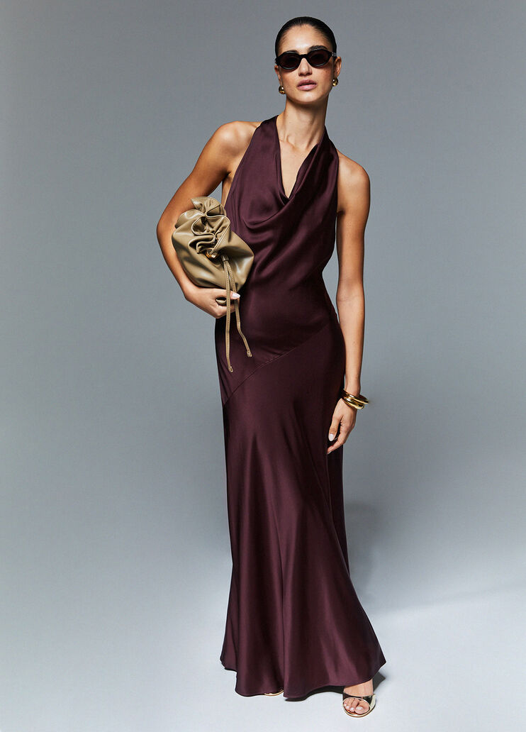 Langes Satinkleid Braun Liu Jo - medium