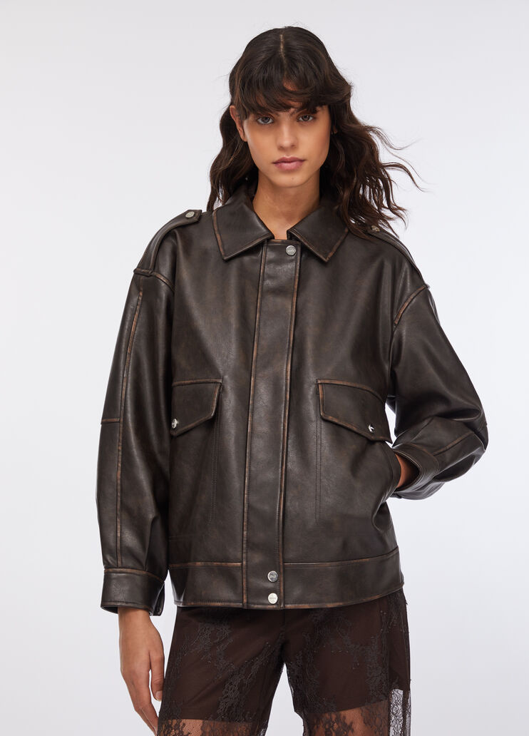 Coated fabric jacket light chocolate Liu Jo - large image number 0