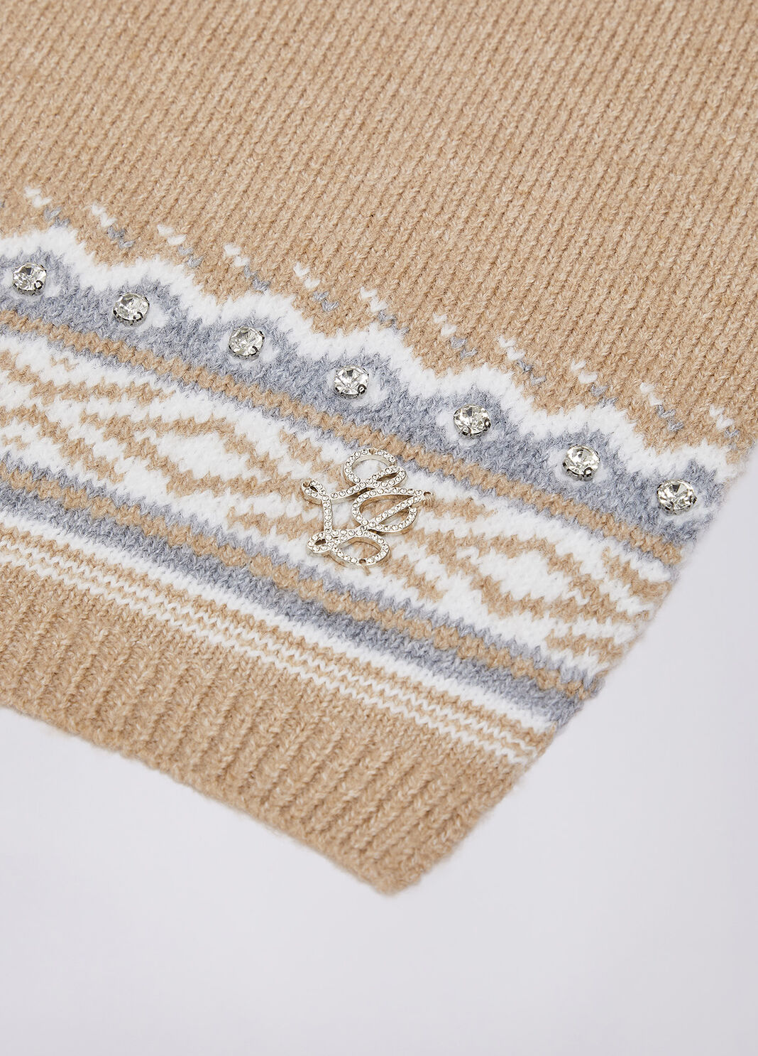 Bufanda jacquard con bordados joya camel Liu Jo - large image number 3