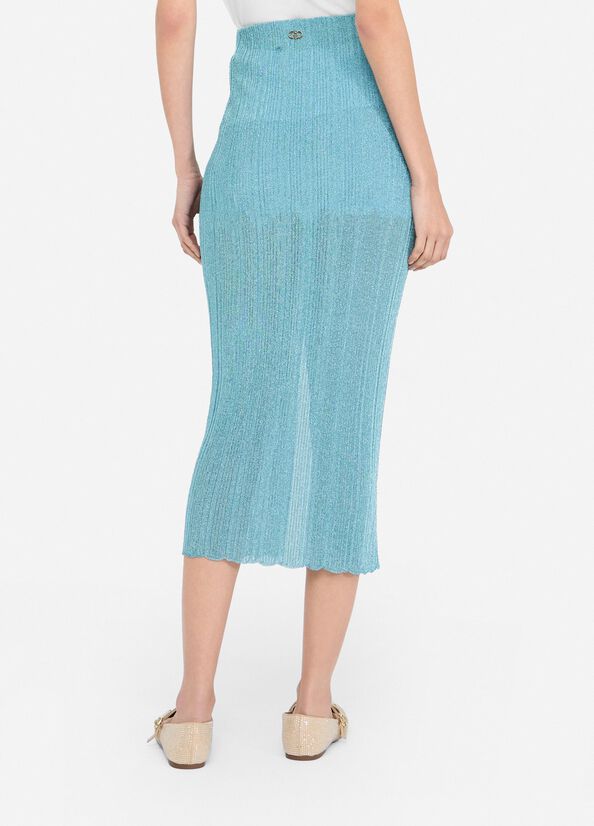 Lurex® knit skirt aqua Liu Jo - large image number 1