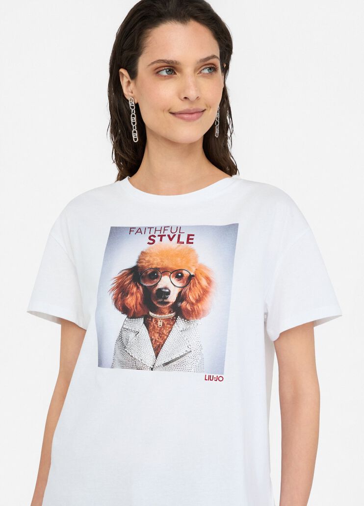 Printed T-shirt with rhinestones white Liu Jo - large image number 2 Printed T-shirt with rhinestones white Liu Jo - large image number 2